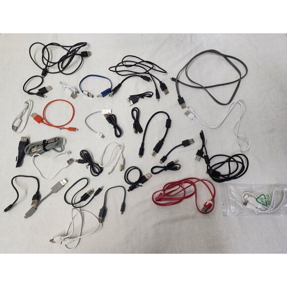LOT OF 32 Various Length Micro USB Cable Cord Charging Cables 1 3 6 10 20 ft - Picture 4 of 5